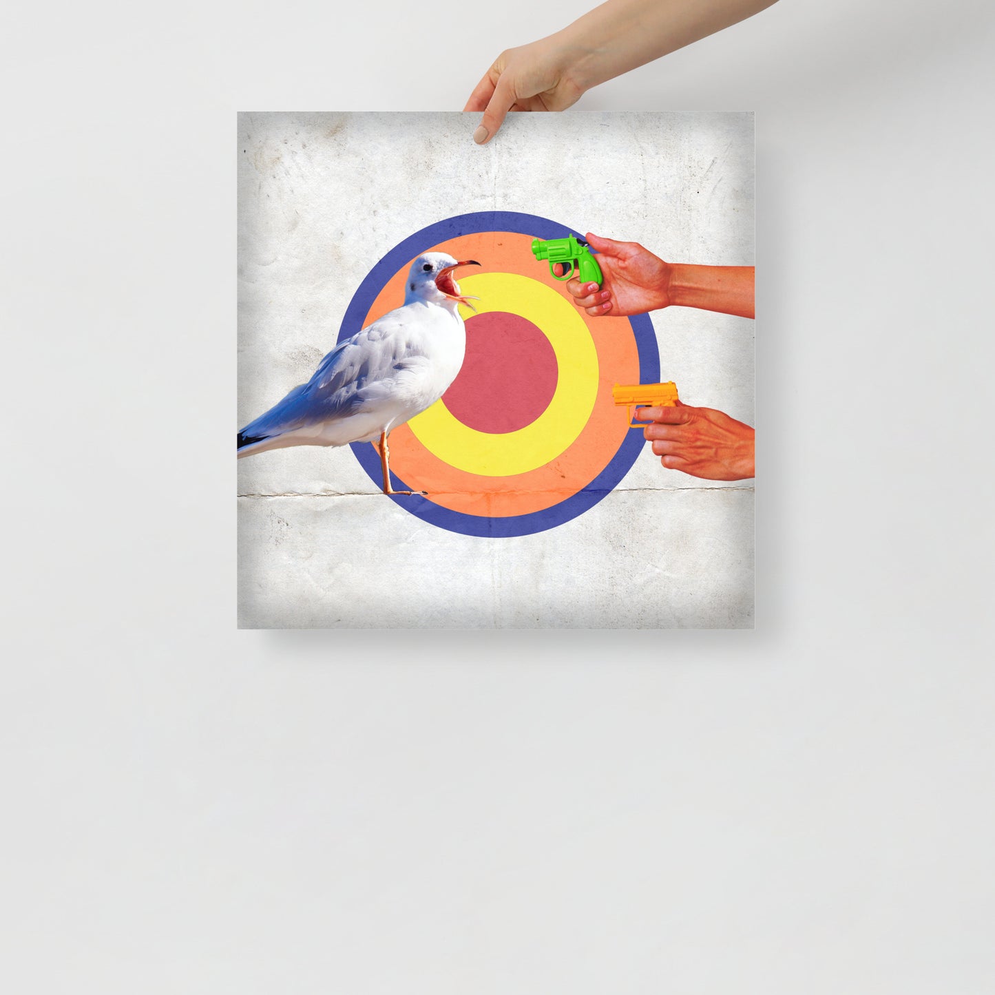 Collage Art Print of “Stick ‘Em Up, Seagull”