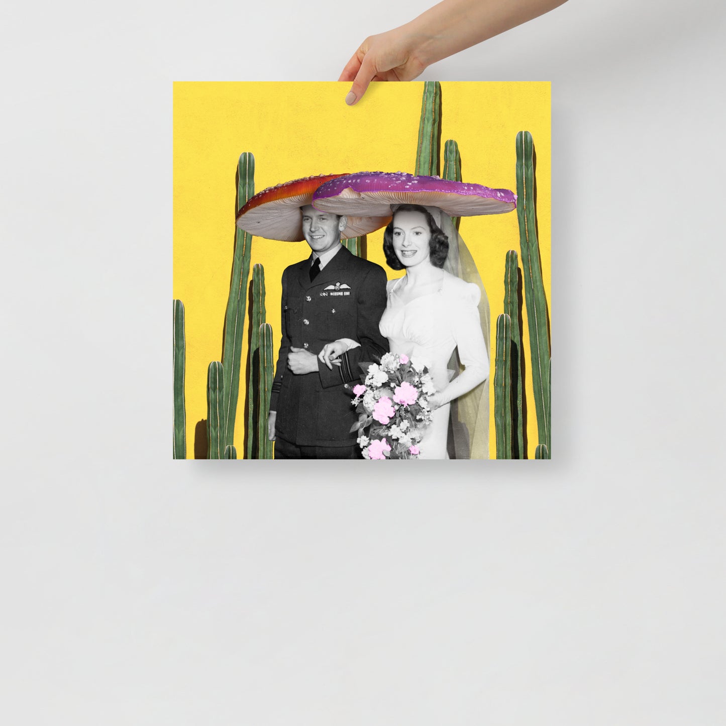 Collage Art Print of “Here Comes The Shroom”