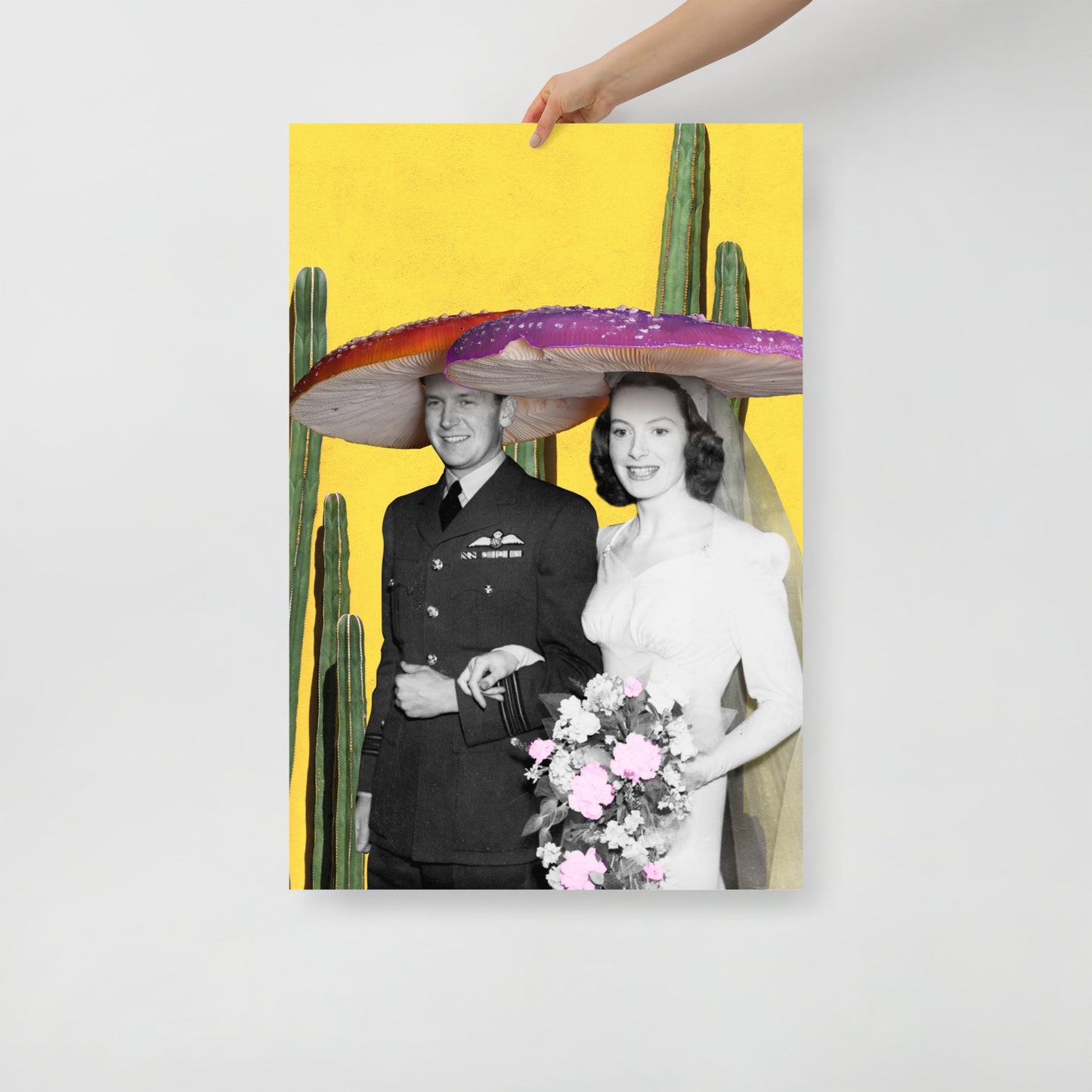 Collage Art Print of “Here Comes The Shroom”